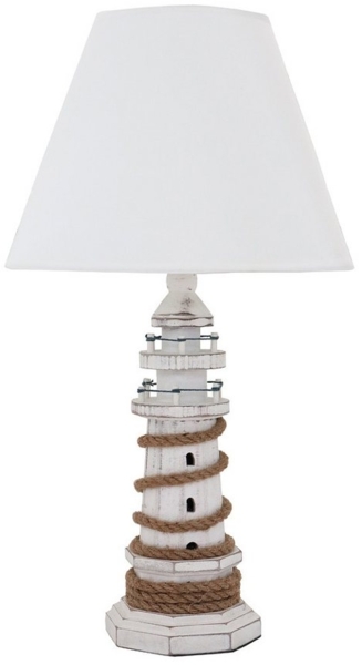 Grafelstein Tischleuchte Tischlampe LIGHTHOUSE weiß braun Leuchtturm maritime Lampe Beach House