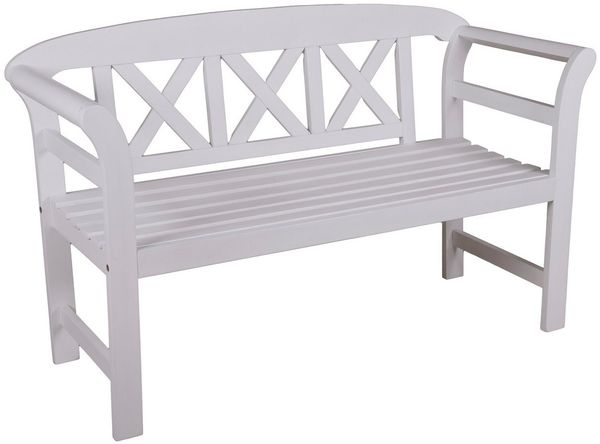 GartenHero Gartenbank Bequeme Gartenbank 2-Sitzer Holz Holzbank Parkbank weiß Bank Sitzbank