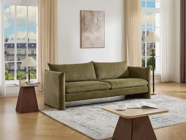Vente-unique - GORAZI Sofa Stoff Grün - B 86 cm x H 81 cm x L 210 cm