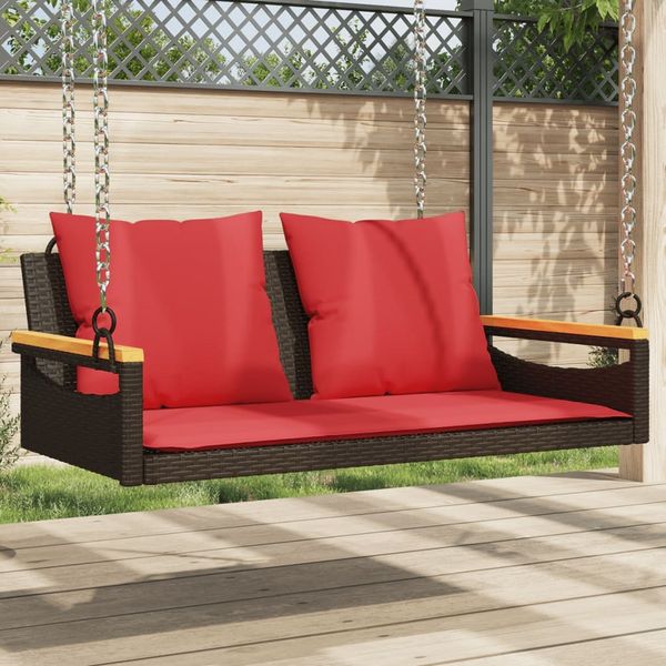 vidaXL Hängebank mit Kissen Braun 109 x 62 x 40 cm Poly Rattan 368149
