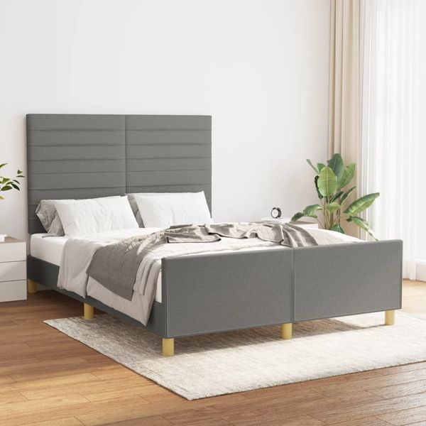 vidaXL Polsterbett mit Kopfteil Stoff Dunkelgrau 140x190 cm