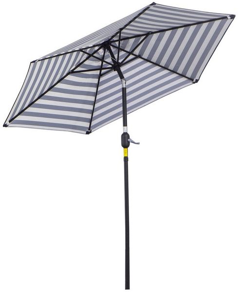 Outsunny Sonnenschirm Gestell, Stahl, im Freien Blauer Streifen, LxB: 230x230 cm, Terrassenschirm, Gartenschirm, Ø230 x 216 cm, Metall, Polyester