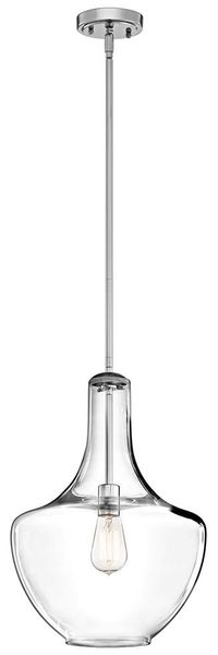 Pendelleuchte, Deckenlampe, Stahl Glas, Chrom, D 35 cm