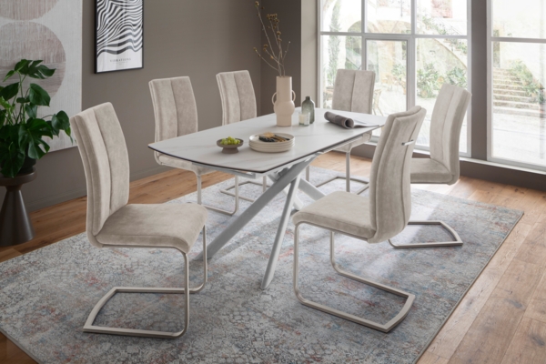 VANINO Auszugstisch - Schwarz-marmoriert / Schwarz-matt-lackiert Bild 3