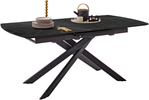 VANINO Auszugstisch - Schwarz-marmoriert / Schwarz-matt-lackiert Bild 15