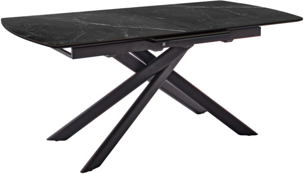 VANINO Auszugstisch - Schwarz-marmoriert / Schwarz-matt-lackiert Bild 1