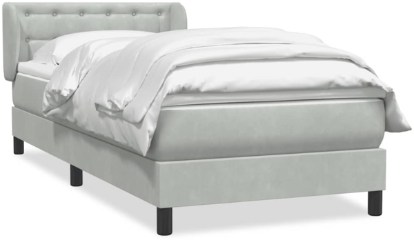 vidaXL Boxspringbett mit Matratze Hellgrau 90x220 cm Samt 3317889