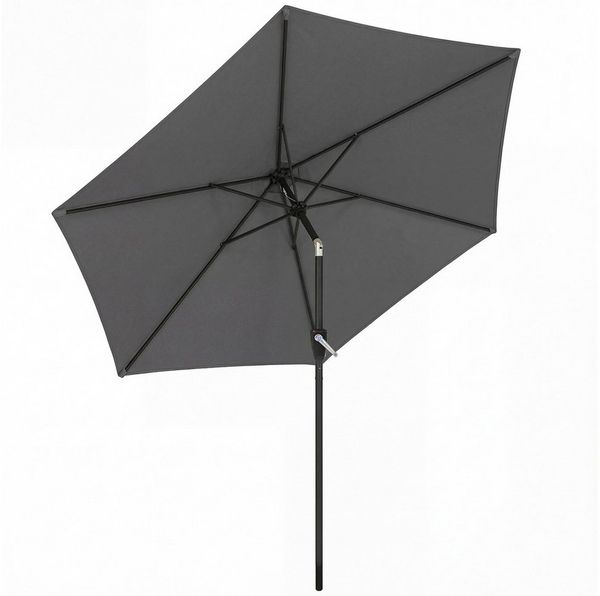 Outsunny Sonnenschirm mit Kurbel, LxB: 270x270 cm, Balkonschirm, Gartenschirm, für Garten Balkon Terrasse Dunkelgrau