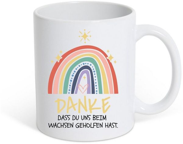 Youth Designz Tasse DANKE DASS DU UNS BEIM WACHSEN GEHOLFEN HAST Kaffeetasse Geschenk, Keramik, mit Süßem Spruch