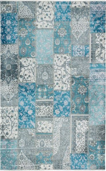 Tesso Living Designteppich MICHELE, Teppich Vintage Look, bunt, Patchwork, Rechteckig, Wohnzimmerteppich, Flachgewebe Print, rutschfest & waschbar