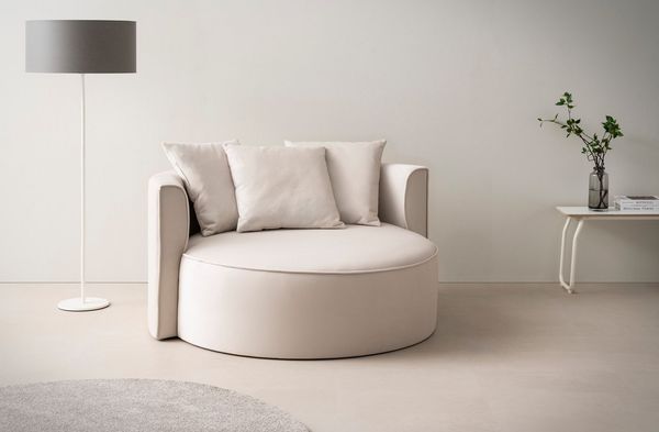 LeGer Home by Lena Gercke XXL-Sessel Isalie, Lesesessel, Loveseat, inklusive Zierkissen, extra große Sitzfläche, optional mit Hocker, Cord, Samt, Bouclé