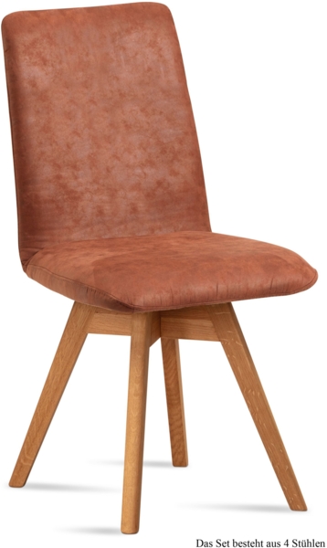 Esszimmerstuhl drehbar (4er-Set) Donni 47x92x60 Eiche geölt/Cognac