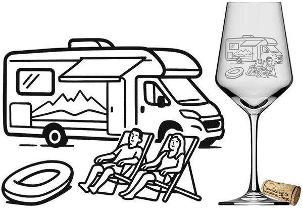eXODA Weinglas Gravur Camper 350ml spülmaschinenfest für Weinliebhaber, 1-tlg, Glas, Atemberaubende Darstellung