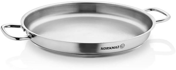 Korkmaz Proline Omelettpfanne aus hochwertigem 18/10-Edelstahl - 32 x 4 cm