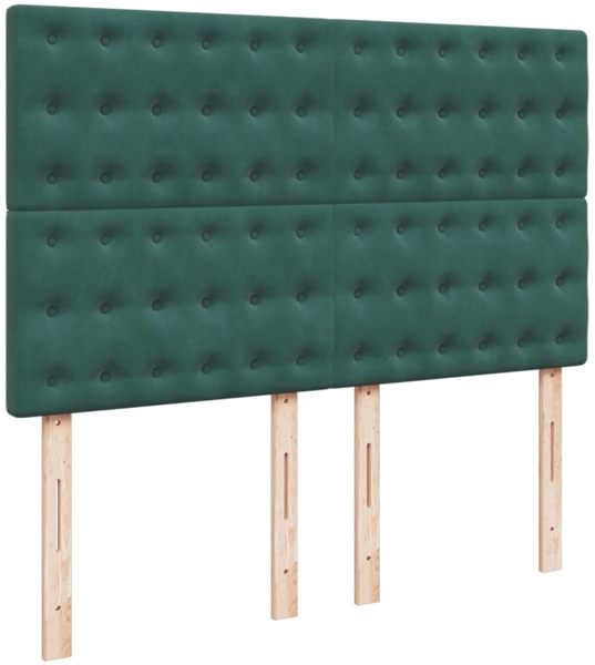 vidaXL Boxspringbett mit Matratze Dunkelgrün 140x190 cm Samt 3293221 Bild 6