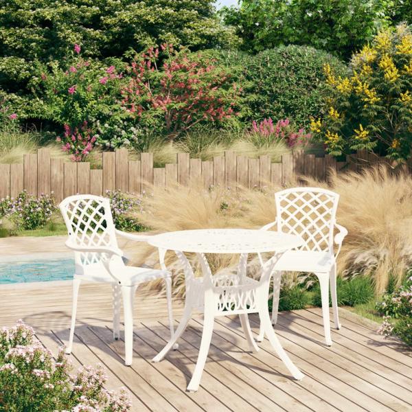 vidaXL 3-tlg. Bistro-Set Aluminiumguss Weiß 3070585