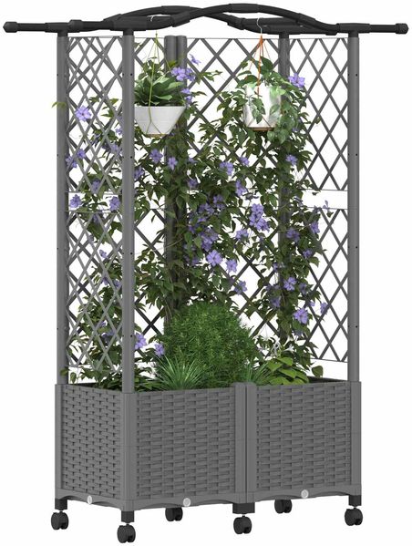 vidaXL Hochbeet mit Rankgitter und Dach Hellgrau 122 x 40 x 144 cm PP 3423024 Bild 3