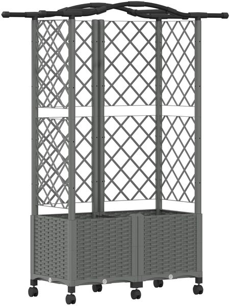 vidaXL Hochbeet mit Rankgitter und Dach Hellgrau 122 x 40 x 144 cm PP 3423024 Bild 2