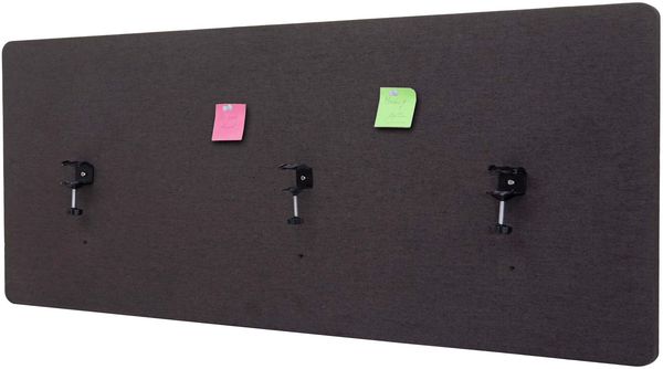 Akustik-Tischtrennwand HWC-G75, Büro-Sichtschutz Schreibtisch Pinnwand, doppelwandig Stoff/Textil ~ 60x160 cm braun-grau