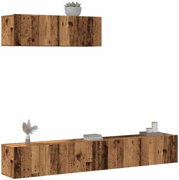 3-tlg. TV-Schrank, TV Board Wandmontage Altholz-Optik Holzwerkstoff
