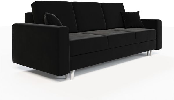 Sofa 3-Sitzer CARDE mit Schlaffunktion Schwarz Bild 2