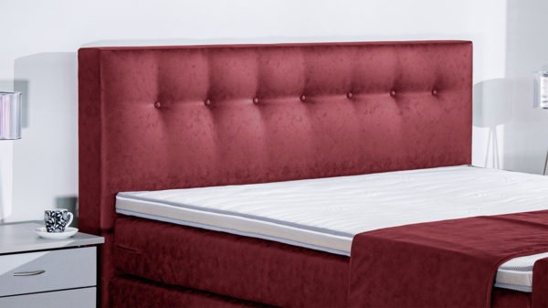 Meisterbetten Boxspringbett Celo 100x220 in MS-Red, Matratzenbezug Nano, Ergoflex-Topper Bild 4