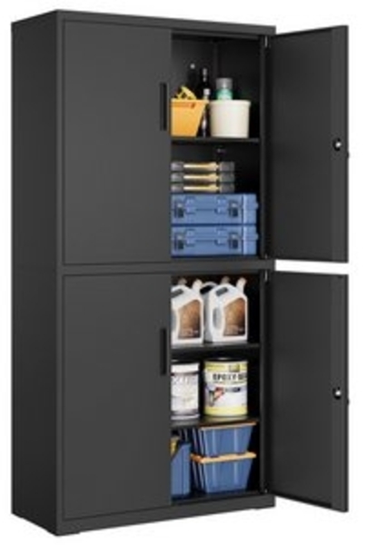 SONGMICS Aktenschrank mit 4 Türen und 5 Ebenen, Stahl mattschwarz, 80 x 40 x 180 cm Bild 6
