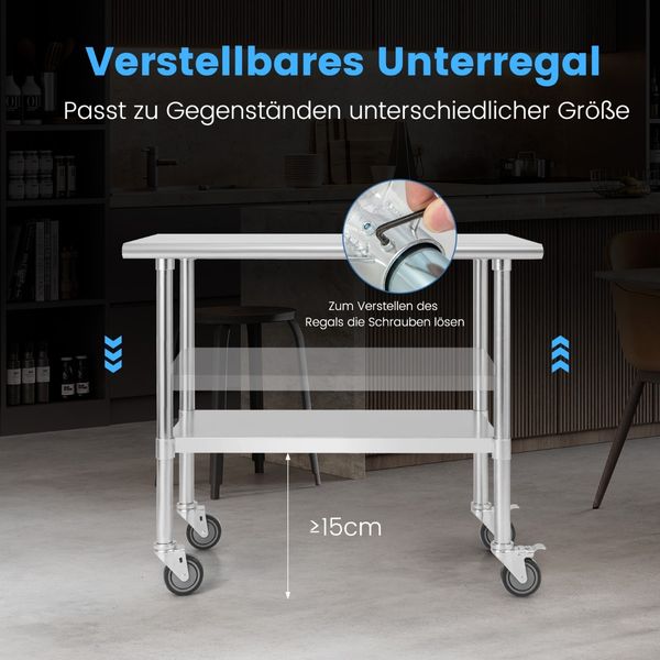 Edelstahltisch Arbeitstisch Küchentisch Edelstahl Silbrig 91,5 x 61 x 88,5 cm