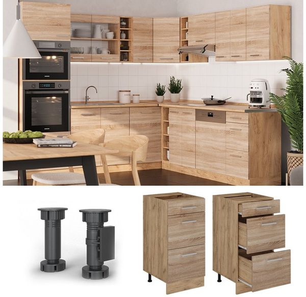 Küchenunterschrank R-Line Sonoma 40 cm mit Schubladen, ohne Arbeitsplatte Vicco Bild 2