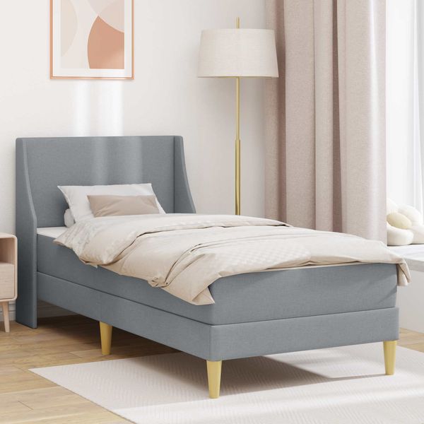 vidaXL Bettgestell mit Matratze Hellgrau 80x 200 cm Polyester 3414704