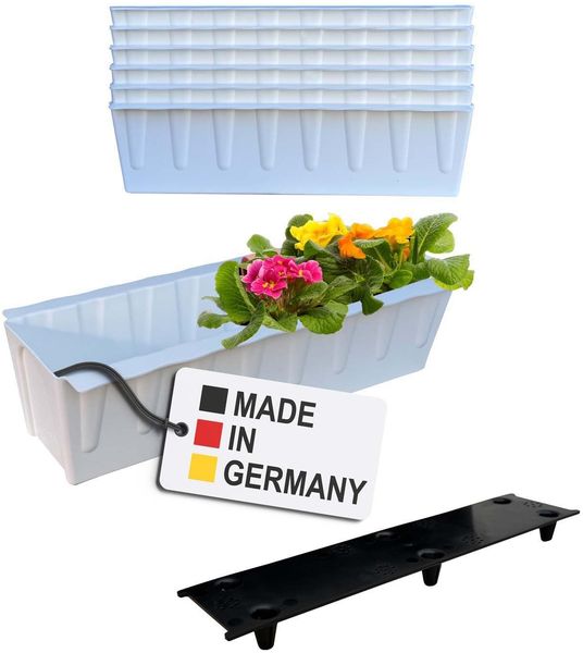 BURI 6 Euro-Paletten Blumenkästen-Einsätze inkl. Bewässerungsmatte | 37,3cm Weiß | Pflanzkasten für Europalette Palette | Balkonkasten | Blumentopf | aus stabilen Kunststoff | Made in Germany Bild 2