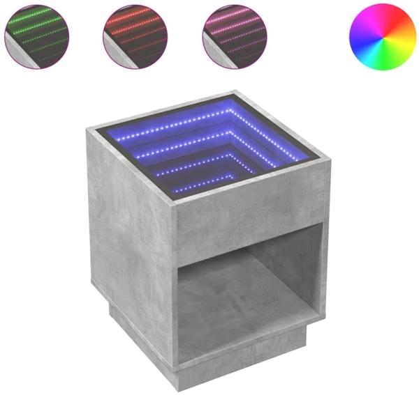 vidaXL Nachttisch mit Infinity-LED Betongrau 40x40x50 cm 3284080