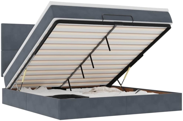 vidaXL Ottoman-Bett mit Matratzen Dunkelgrau 160x200 cm Samt 3313410