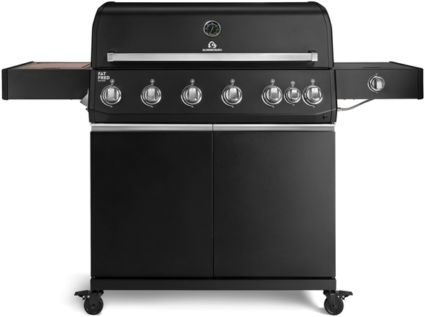 BURNHARD® Gasgrill 6-Brenner, 5x Edelstahlstabbrenner, 3,5 kW, Infrarot-Keramikbrenner, Heckbrenner, Seitenkochfeld, Edelstahlrost, Piezo-Zündung – Fat FRED Deluxe - Schwarz - #947151