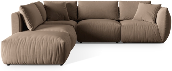 Micadoni Modulares Ecksofa Chris 4-Sitzer Links Samt Hellbraun