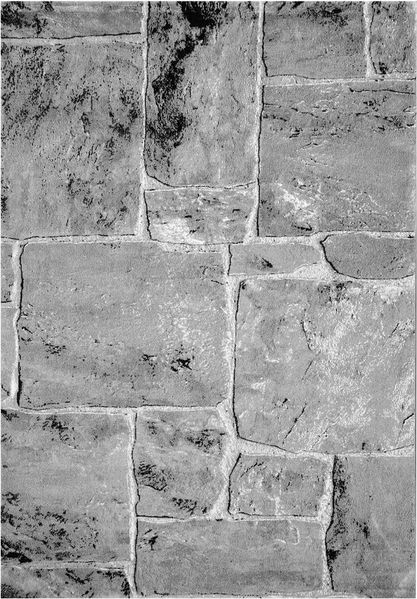 Vimoda Teppich Designer Teppich Wohnzimmer Grau Steinmauer Granit Motiv, Rechteckig, Höhe: 11 mm, Läufer Modern 3D Optik kariert dicht