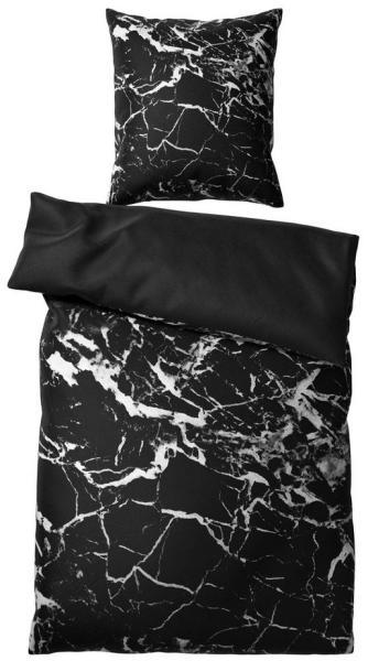Sanilo Bettwäsche Marmor Schwarz 135x200 cm, Bettbezug und Kissenbezug, Baumwolle, 2 teilig
