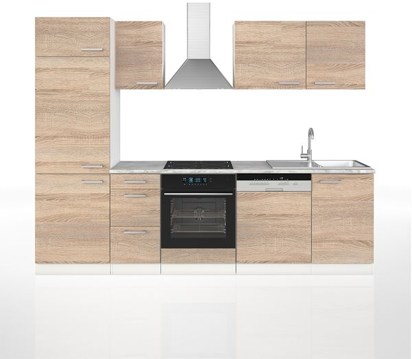 Küchenzeile Optima Sonoma/Weiß 270 cm ohne Arbeitsplatte Vicco