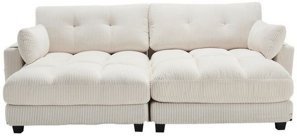 LVHOM Polsterliege Ottomane/Loungesofa/Polsterbett/Daybett/Gästebetten/Schlafsofa (USB/Typ C-Ladeanschlüssen, Seitentaschen, Getränkehalter, modularer Flexibilität Palmen Sessel, links & rechts tauschbare Armlehnen, Schlaffunktion, Platzsparend, 2-St, ...