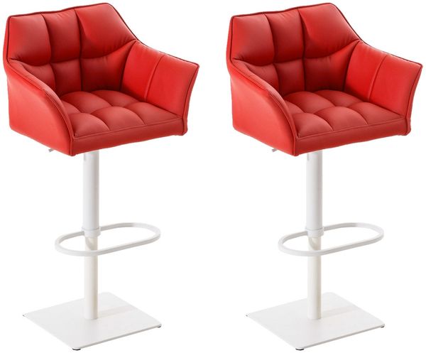 CLP 2er Set Barhocker Damaso Kunstleder drehbar und höhenverstellbar,rot weiß