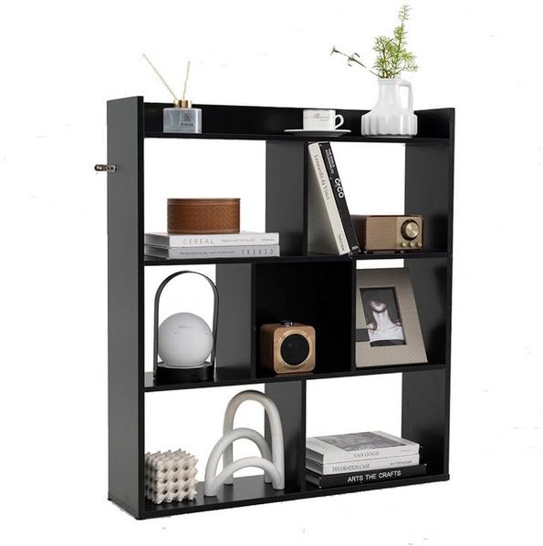 COSTWAY Bücherregal, mit 7 Würfeln & offener Ablage, Holz, 20x80x90cm