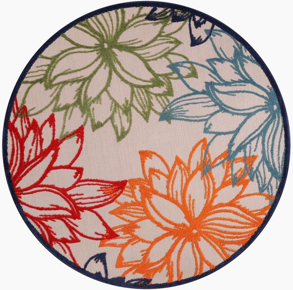 Sanat Teppich Floral 2 Outdoor, rund, Höhe: 6 mm, In- und Outdoor geeignet, florales Design, Balkon, Terasse