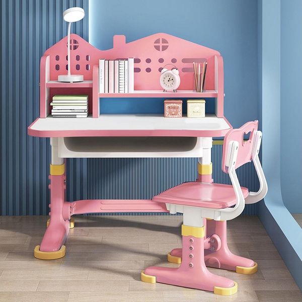 Rutaqian Kinderschreibtisch Schreibtische Kinder, Höheverstellbar Kinderschreibtisch mit Stuhl Set (Kinder-Schreibtisch- und Stuhl-Set, 1-St, 1 x Kinder-Studientisch 1 x Kinder-Studienstuhl), Ergonomischer Kinderschreibtischstuhl mit Bücherständer,bis ...