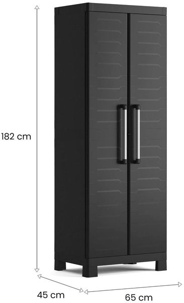 Dmora Gartenschrank Terrebonne, Gartenmöbel, Mehrzweck-Gartenschrank, Container für Balkon oder Garage, Made in Italy, 65x45 h182 cm, Schwarz Bild 3