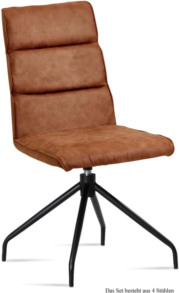 Esszimmerstuhl drehbar (4er-Set) Domini 47x92x60 Schwarz/Cognac