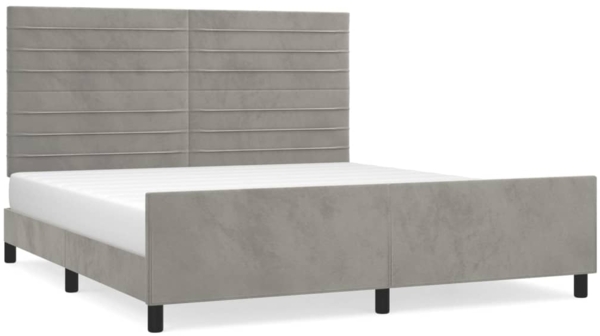 vidaXL Bettgestell mit Kopfteil Hellgrau 180x200 cm Samt, Härtegrad: H2 [3125830]