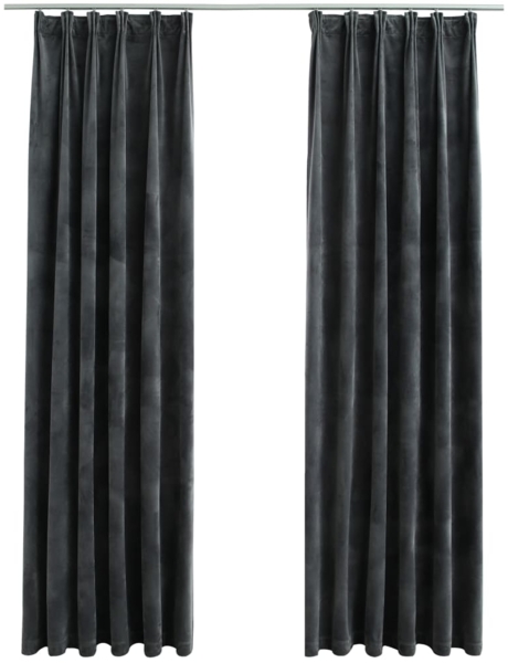 vidaXL Verdunkelungsvorhänge mit Haken 2 Stk. Samt Anthrazit 140x175cm 134500