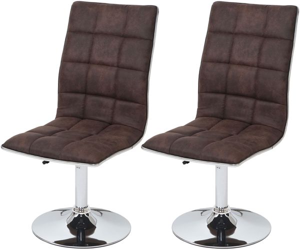 2er-Set Esszimmerstuhl HWC-C41, Stuhl Küchenstuhl, höhenverstellbar drehbar, Stoff/Textil ~ vintage dunkelbraun