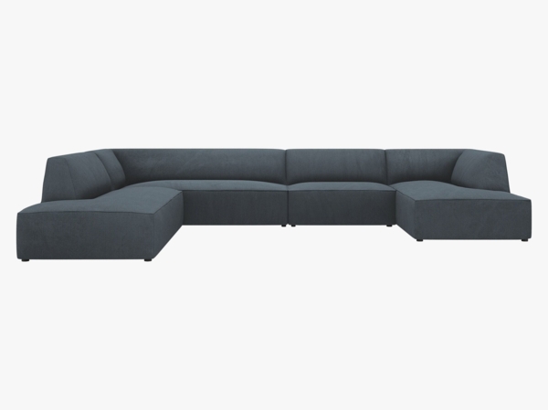 Micadoni Panorama-Ecksofa Ruby 7-Sitzer Links Kord Scala Blau
