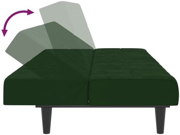 vidaXL Schlafsofa 2-Sitzer Dunkelgrün Samt 375843 Bild 7